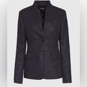 Paul Stuart Women’s Brown Blue Wool Blend Knit Jacket Size 10
